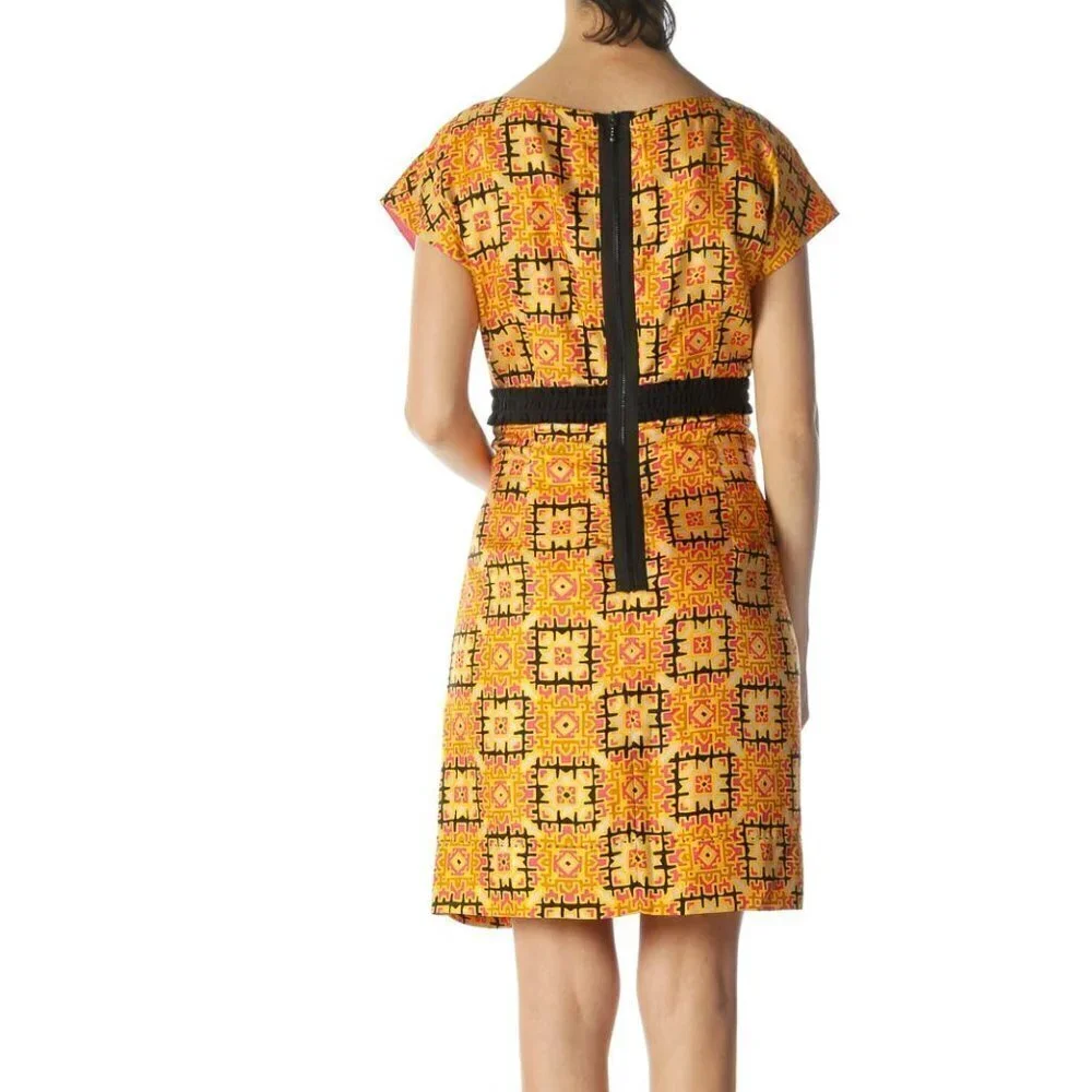 Phoebe Couture Orange and Multicolored Pattern Silk Work Dress - Picture 3 of 3